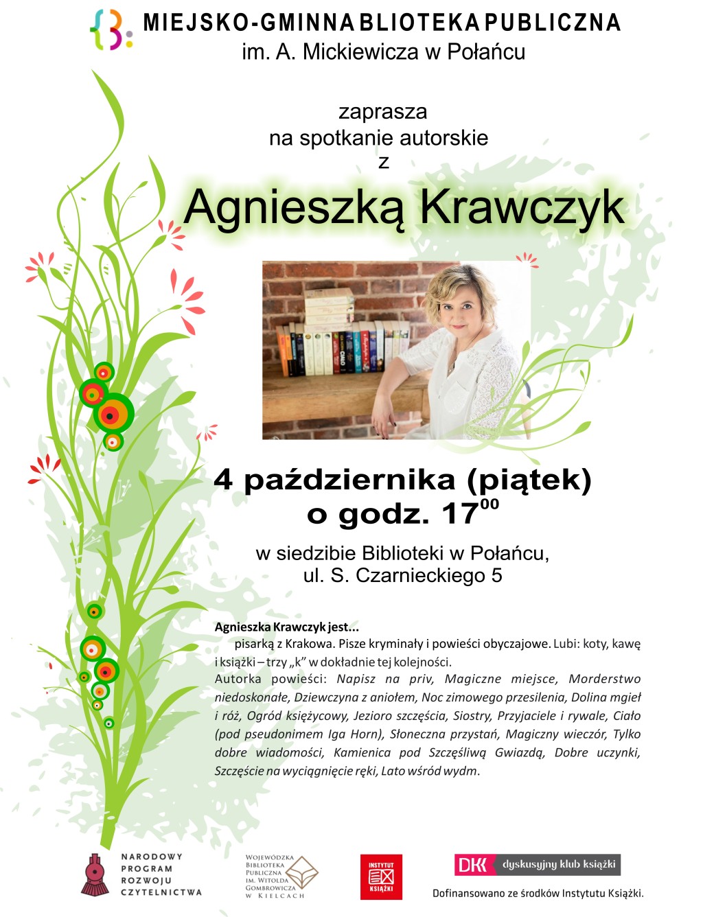 Spotkanie autorskie Agnieszka Krawczyk październik 2019